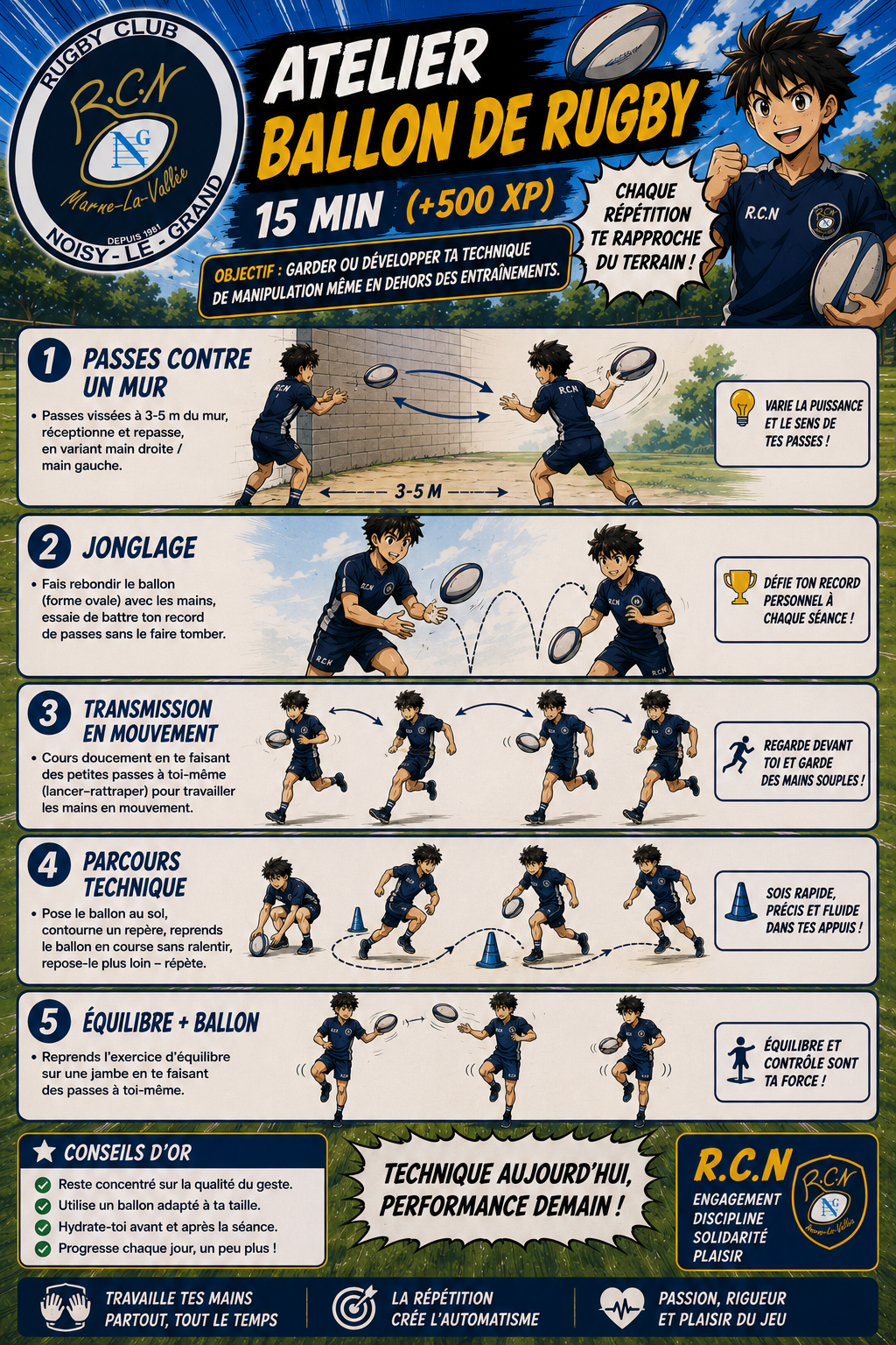 Atelier ballon de rugby